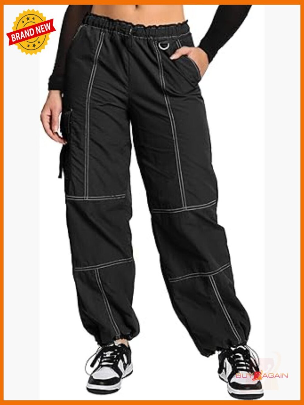 Cargo Pants Women, Stitch Parachute Rave Y2K Pants Festival Outfits Hiking